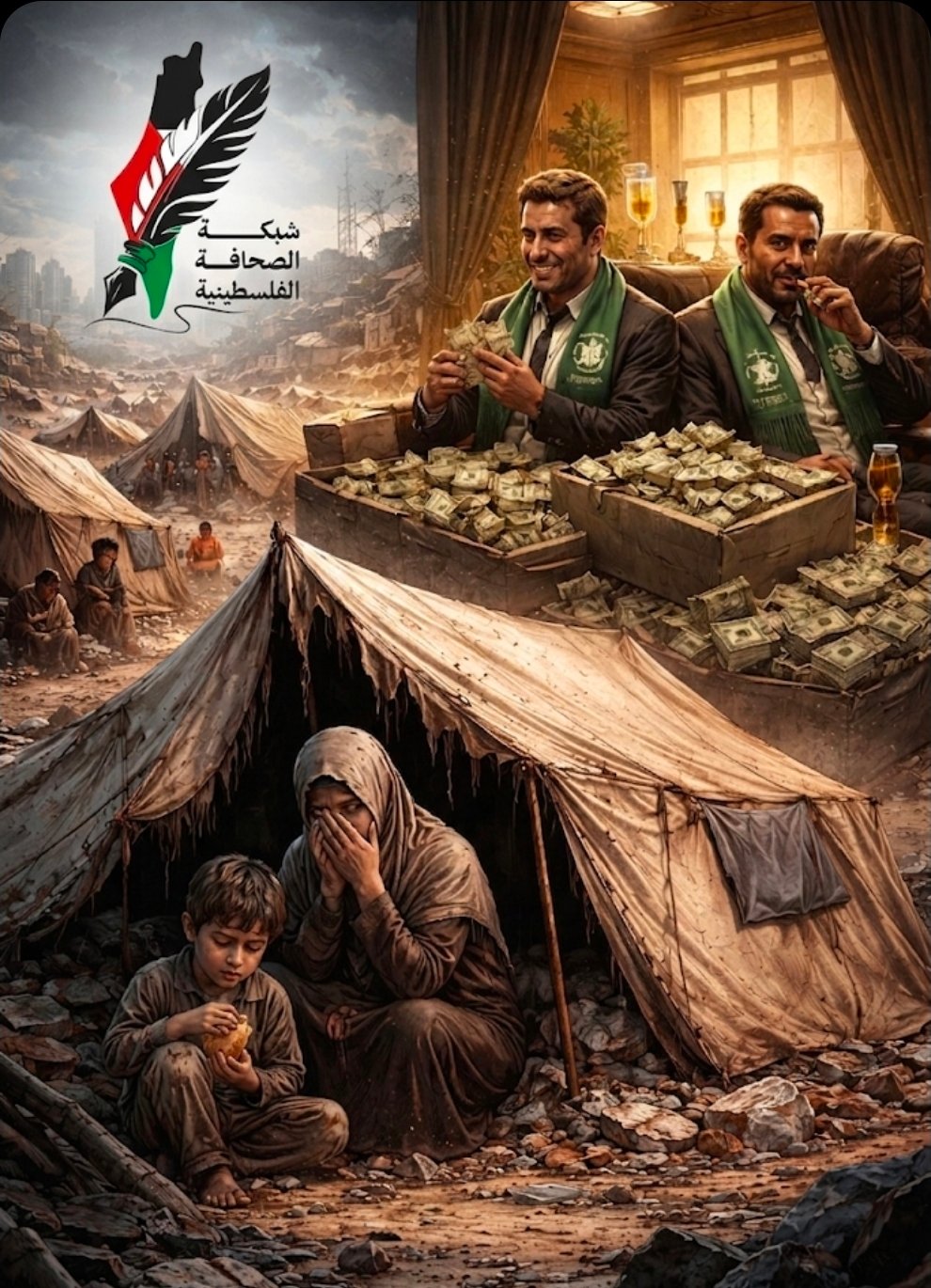 “تجارة الألم: كيف تُستغل معاناة غزة لجمع الأموال وترك الشعب في الخيام”